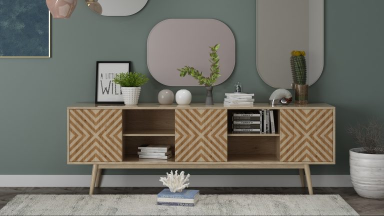 This is a cozy space with plenty of storage for all your books and materials. The contemporary furniture and design make it perfect for a home office or video meetings. The 3D realistic setting is complete with a floor mat