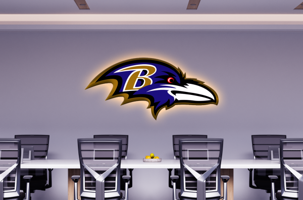 The Baltimore Ravens' meeting room is the perfect place for your next video conference. With the team's logo on the wall and plenty of space for your group